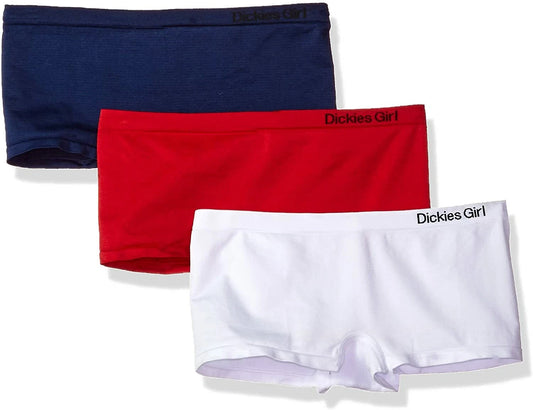 Dickies 3 Pack Panty Girl Women's Seamless Hipster --White-Red-navy