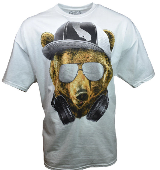 Men's T-shirt -Cool bear ,DJ- headphones-Cali Bear-Big Sizes-2XL-3XL