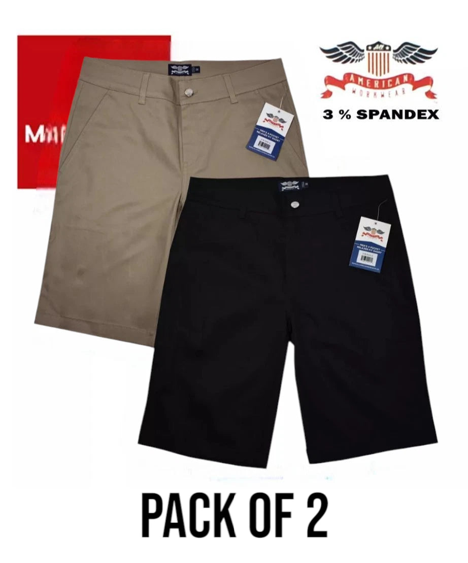 Pack Of 2 -Men's Shorts -Fitted %3 spandex American Workwear Outdoor