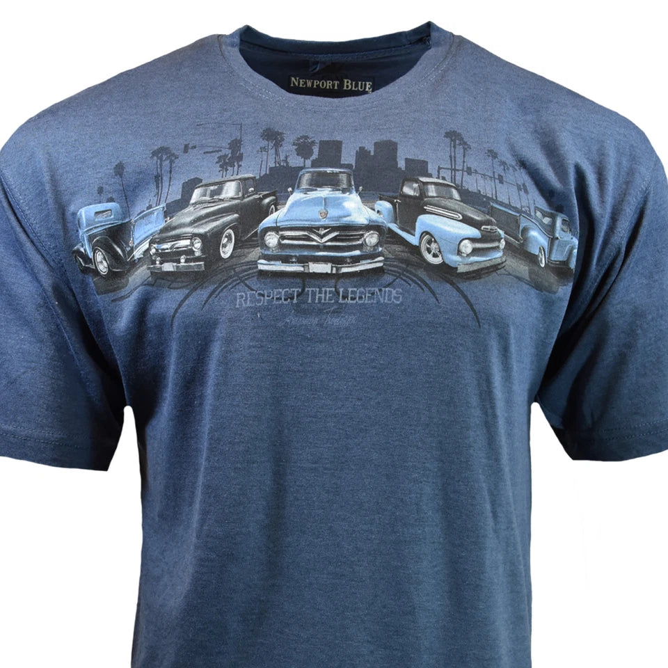 Men's T Shirt -NEWPORT BLUE -RESPECT THE LEGEND -SIZE M -