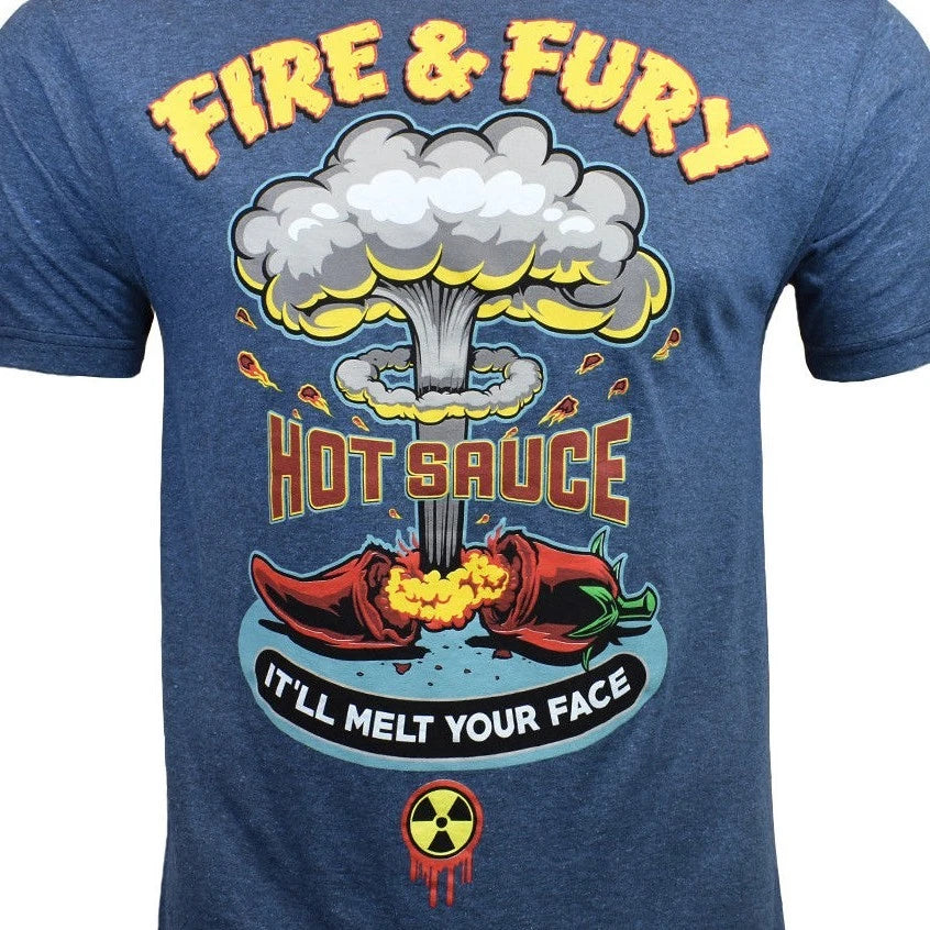 Men's T-shirt - FIRE & FURY HOT SAUCE - Red Hot Pepper - Chile Picante