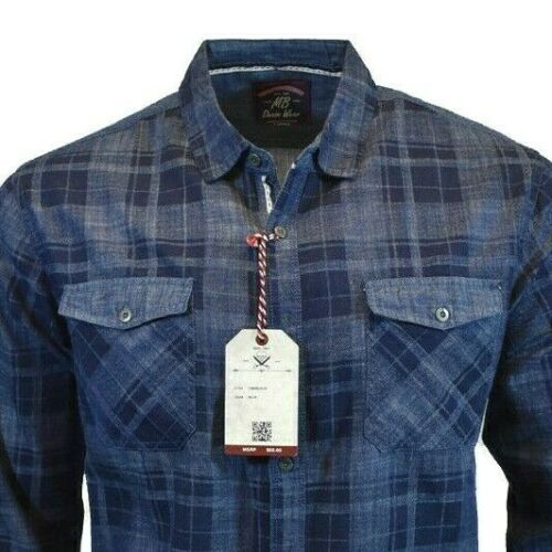MB Men's Flannel / Plaid Long Sleeve Shirt, Blue