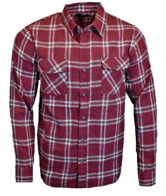 Shouthouse Men's Long Sleeve Flannel Shirt, Burgundy