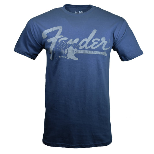 Fender Men's T-shirt Vintage Retro Look Musicians Guitar Rock Graphic Tee, BLUE