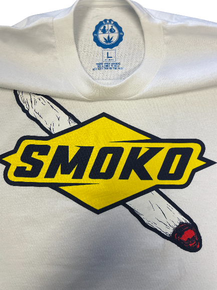 Smoko Joint Logo Men's T-Shirt Marijuana Theme Logo 100% Cotton