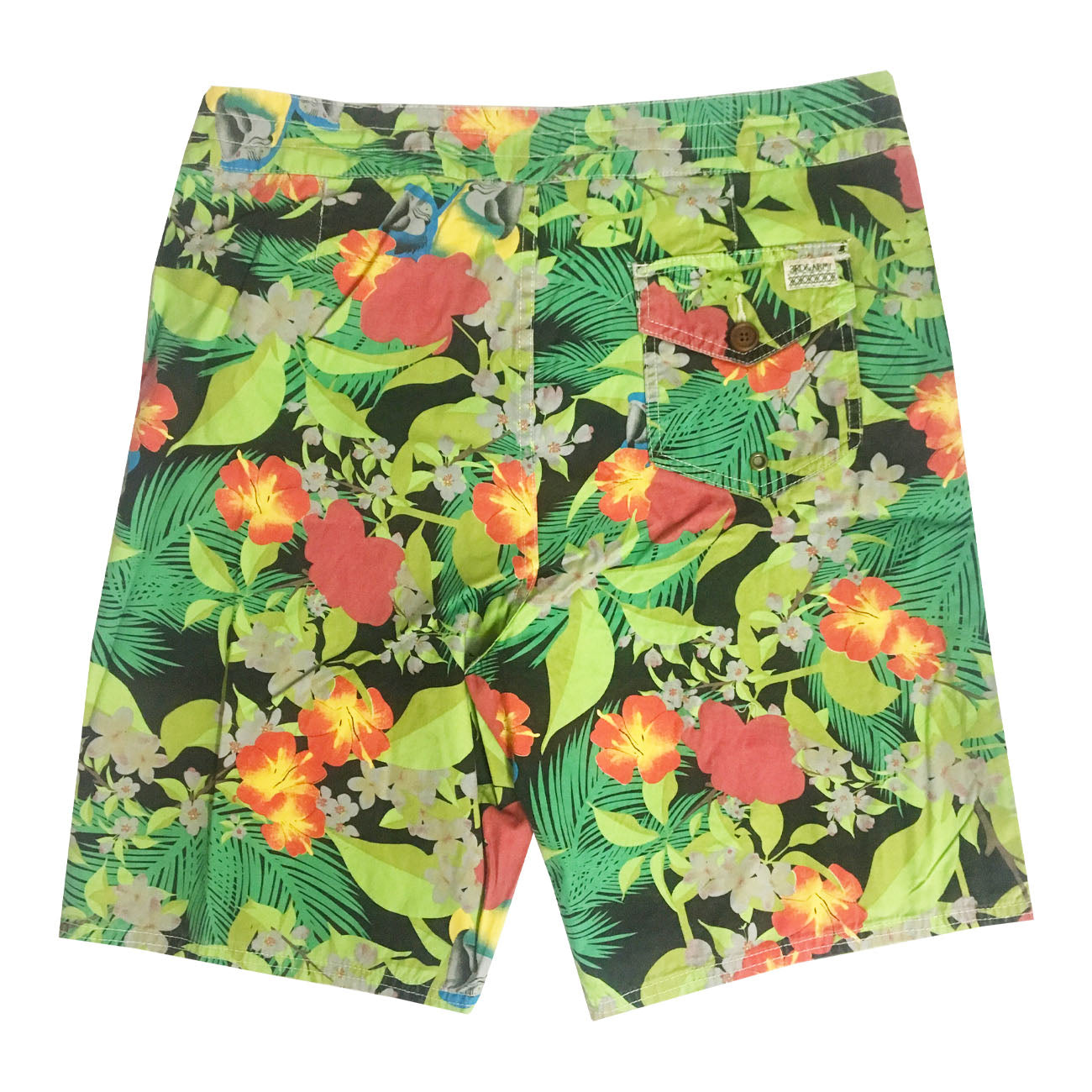 Men's Shorts Hawaiian Green by 3rd & Army 100% Cotton Tie Waist Sizes 32 34 36 38