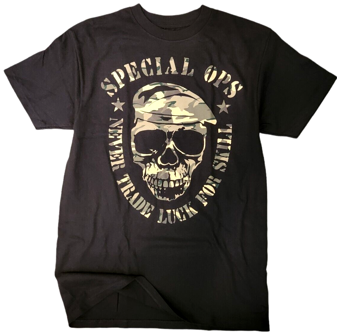 SPECIAL OPS NEVER TRADE LUCK FOR SKILLS SKELETON T-Shirt - Mens/Unisex