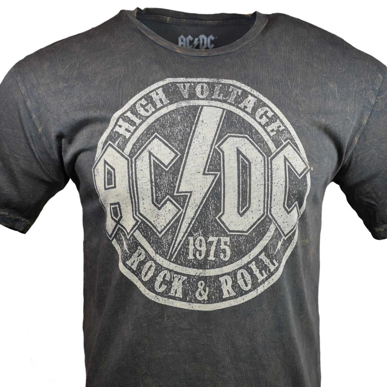AC/DC High Voltage Rock & Roll 1975 Men's Graphic T-Shirt, Vintage Grey