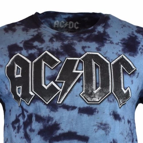 AC/DC Men's Logo Graphic Rock & Roll Tie Dye Band T-Shirt Blue
