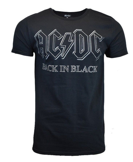 AC/DC Men's T Shirt Back in Black Rock Tour Band Vintage Music Black
