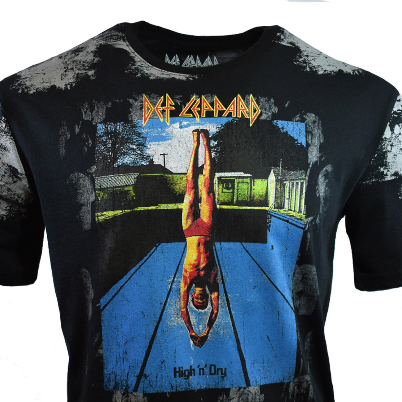 Def Leppard T-Shirt Ringer Ufficiale - High 'N' Dry - Colore Verde - Unisex