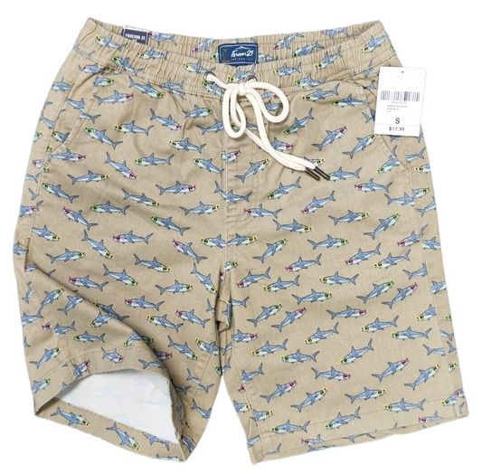 Forever 21 Men's Shorts 2% Spandex %98 Cotton -Happy Sharks