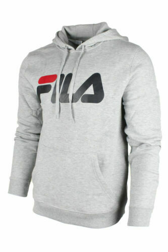 Men's FILA Script Pullover Hoodie w/Logo on Sleeve in Grey size Medium