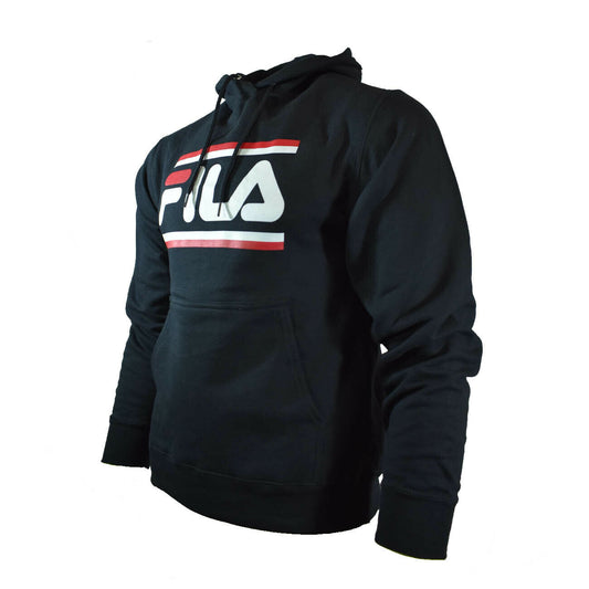 Men's Retro FILA Pullover Hoodie in Black w/White & Red FILA Logo