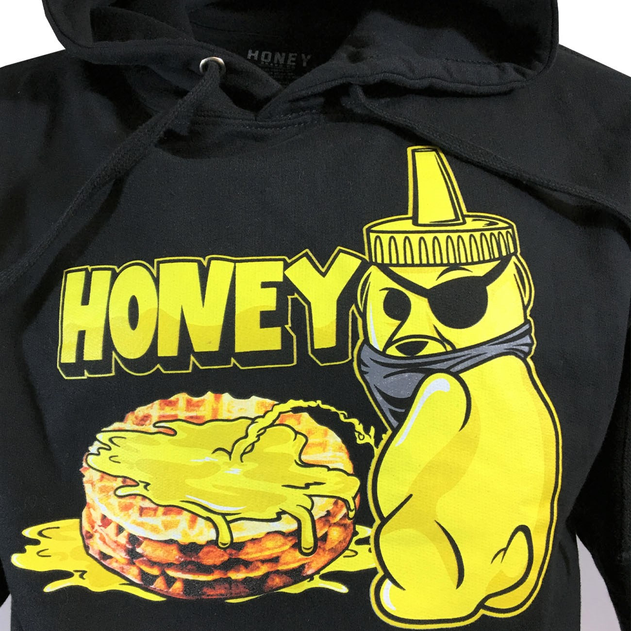 Honey Pullover Hoodie - Men's Sweatshirt - Black with Gold Print