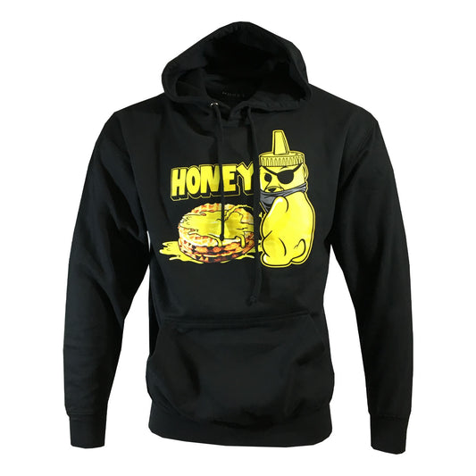 Honey Pullover Hoodie - Men's Sweatshirt - Black with Gold Print