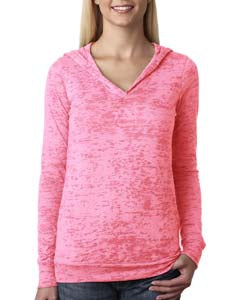Women's Burnout Long Sleeve Hoodie Shirt Next Level Apparel .