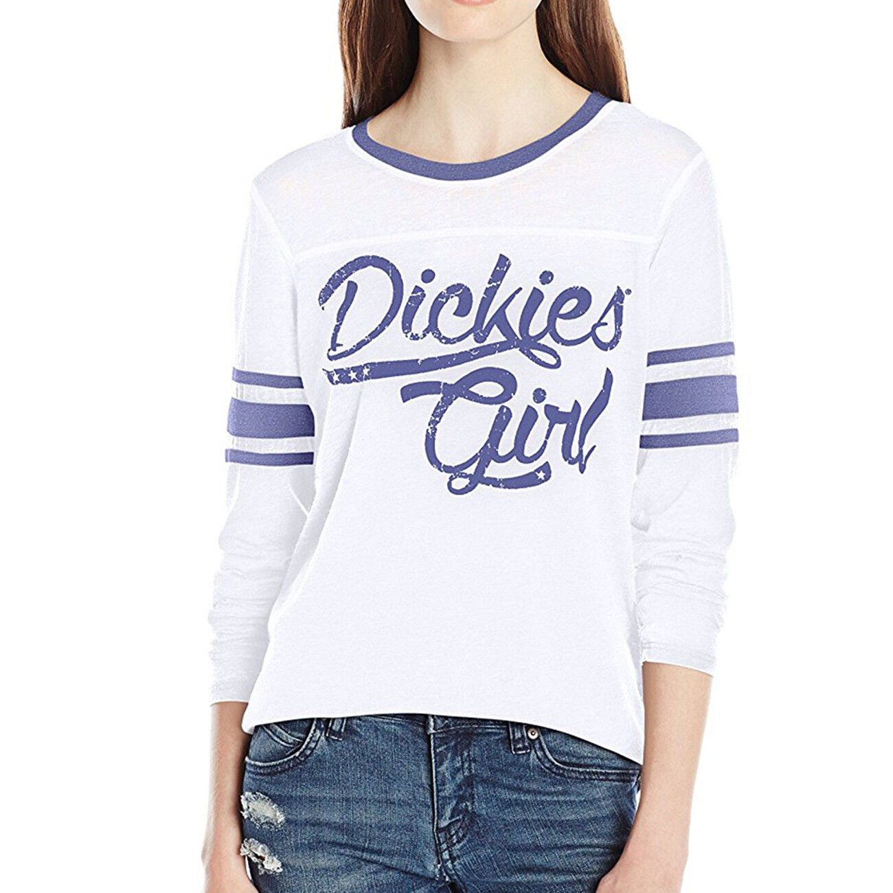 Dickies Girl Varsity Long Sleeve Heather Gray or White Shirt - Womens/Junior Girl