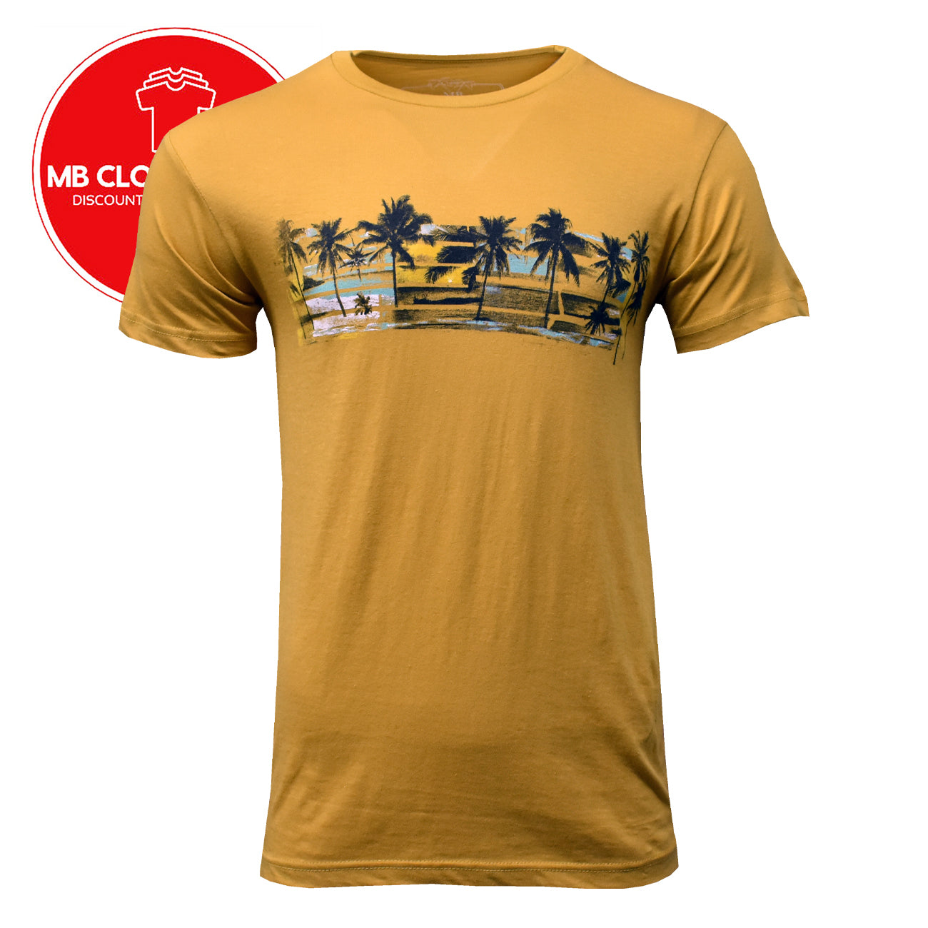 Men's T shirts Bahama -beach Sunset-Palm trees MB T-Shirts 100% Cotton NEW Mustard Color