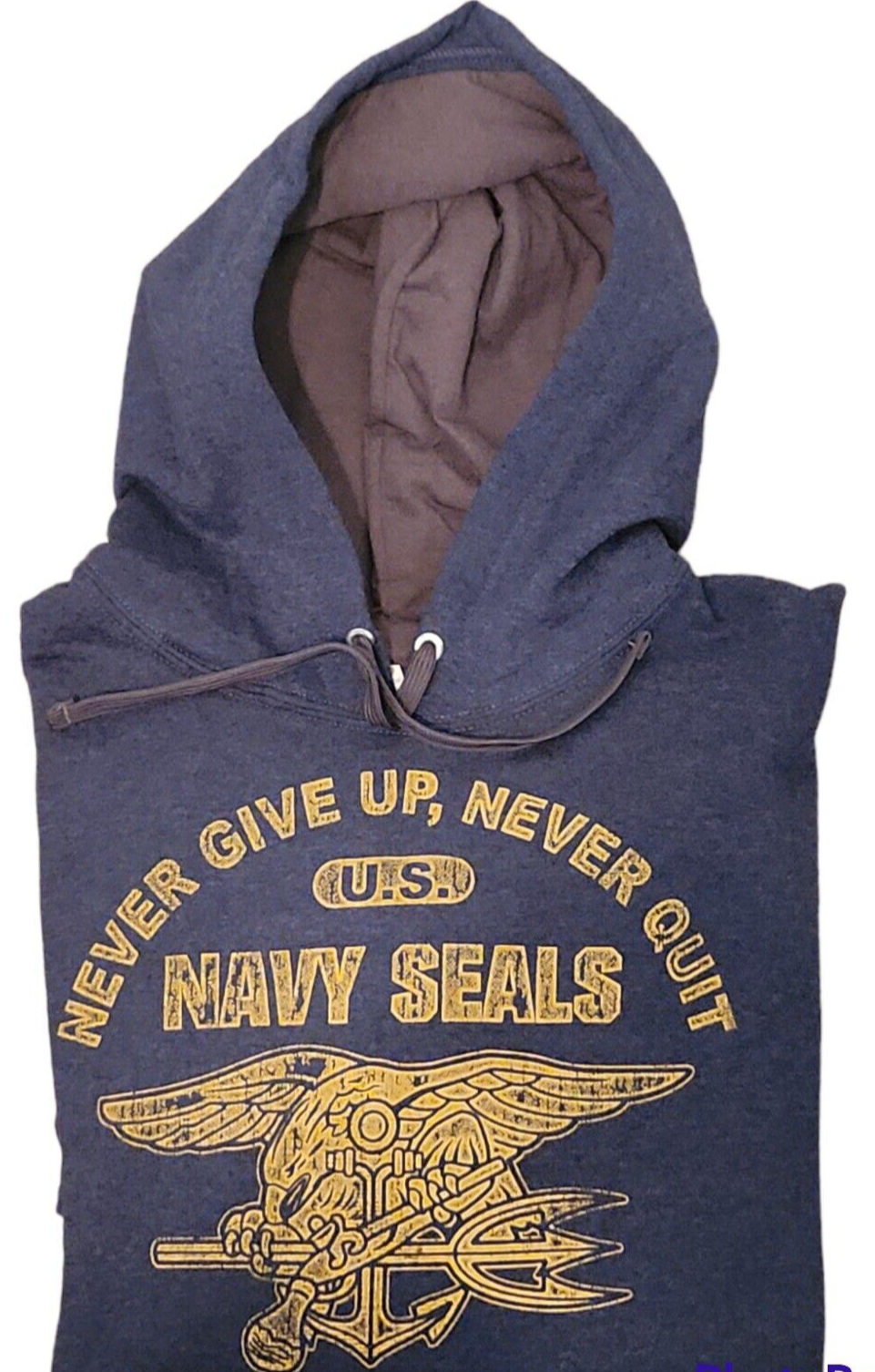 Sweat Shirt- NAVY SEALS "Never Give Up Never Quit" Heather Blue