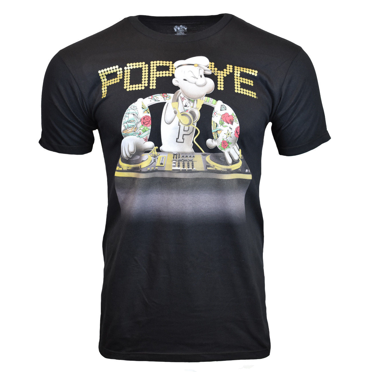 Popeye DJ Tattoo Mens Graphic Tee
