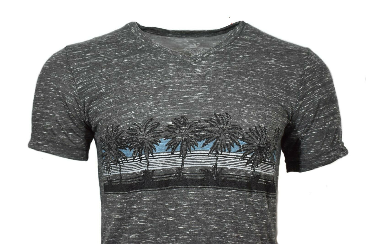 Men's T-Shirt V-Neck Sunset Palm Trees No Worries Here