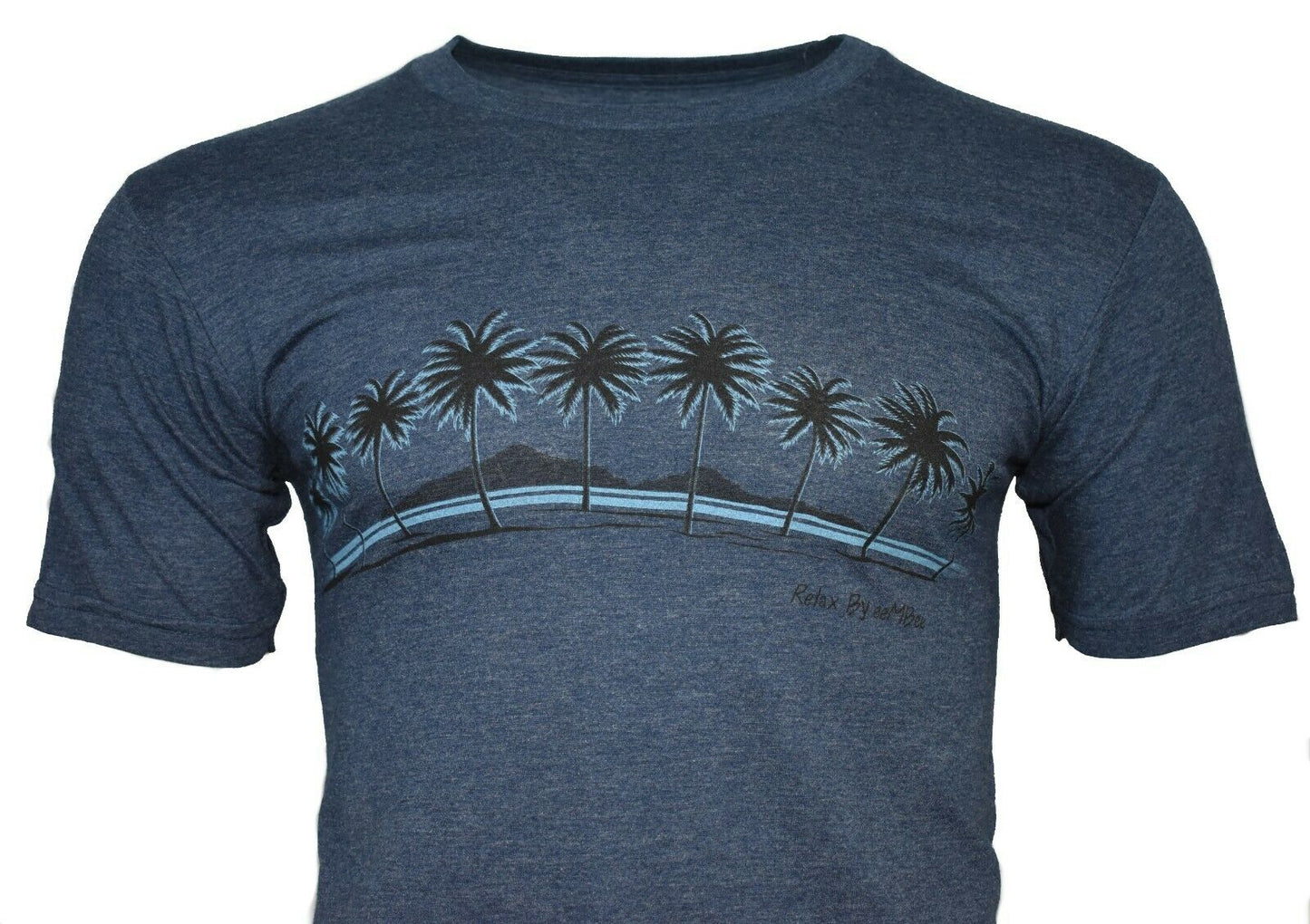 Men's T-Shirt Sunset Beach Palm Trees No worries Here By eeMBee