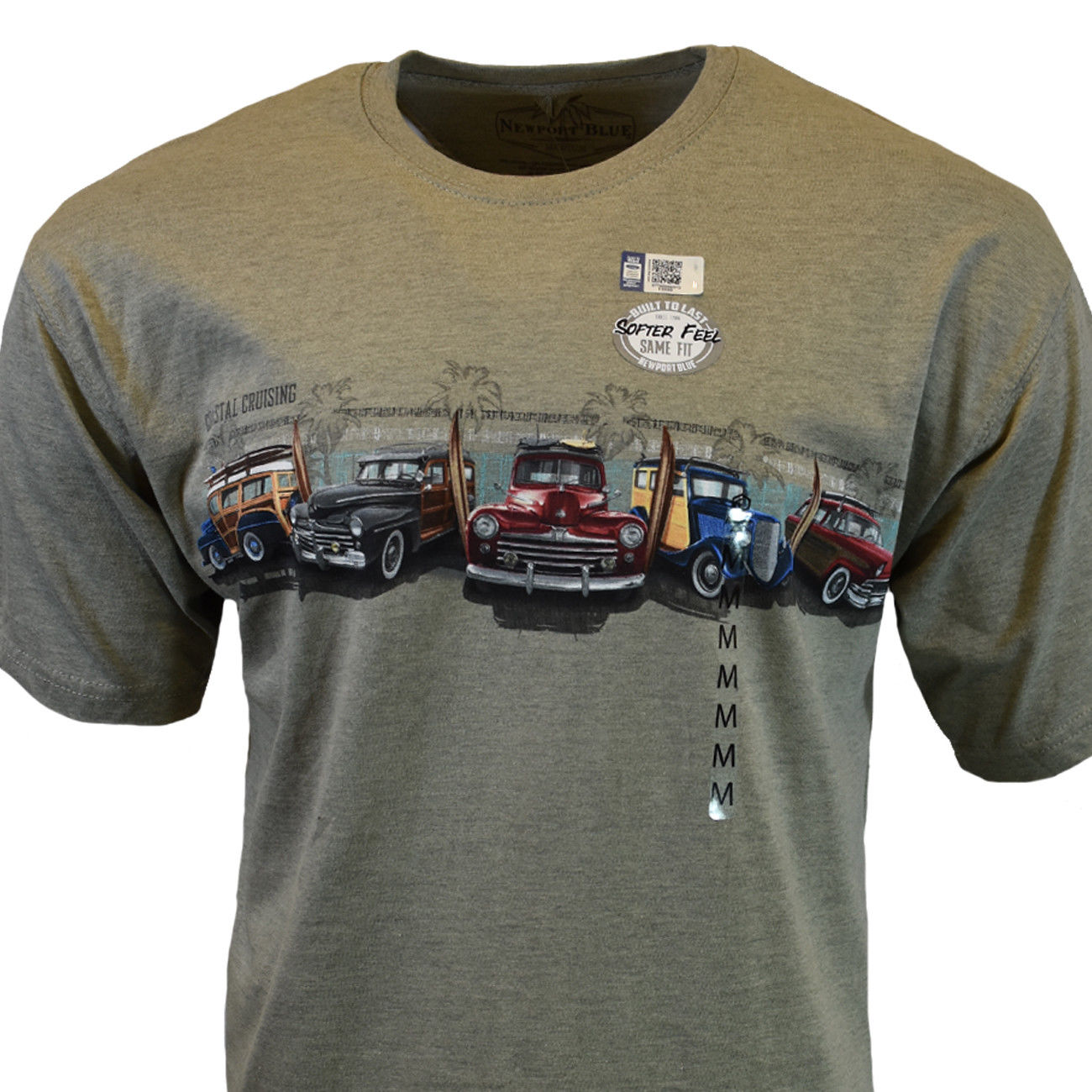 Ford Woody Station Wagons Coastal Cruising Surf Scene Men's Graphic T-Shirt