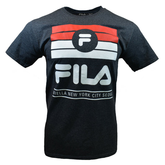 FILA Men's Graphic T-Shirt, Biella New York Seoul , Dark Heather Gray