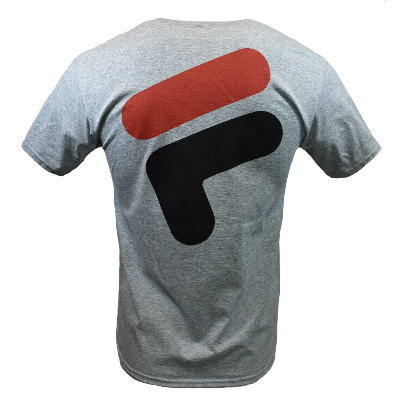 FILA Men's Graphic T-Shirt, Red & Black Logo on Chest, Heather Gray