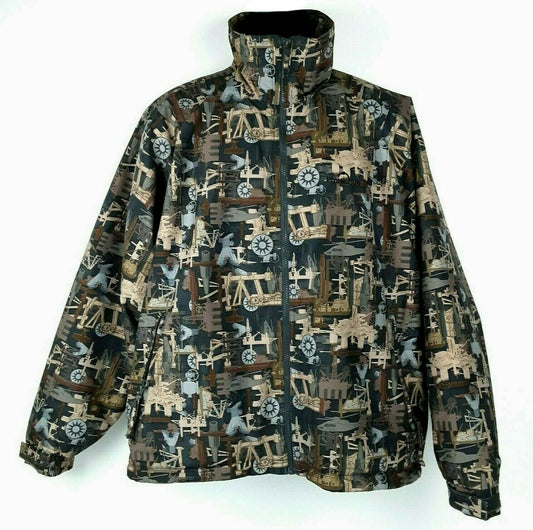 MENS JACKET COAT FLEECE Inside Pocket Full Zip Oil Field Camo Brown Tri-Mountain