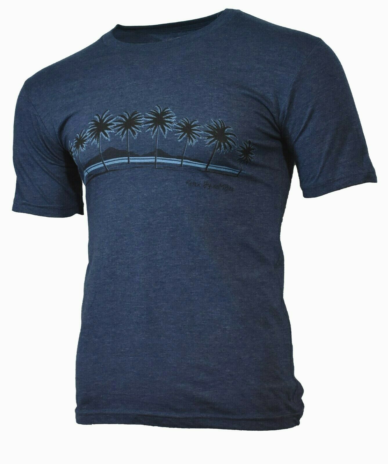 Men's T-Shirt Sunset Beach Palm Trees No worries Here By eeMBee