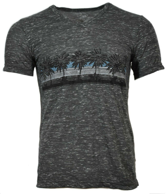 Men's T-Shirt V-Neck Sunset Palm Trees No Worries Here