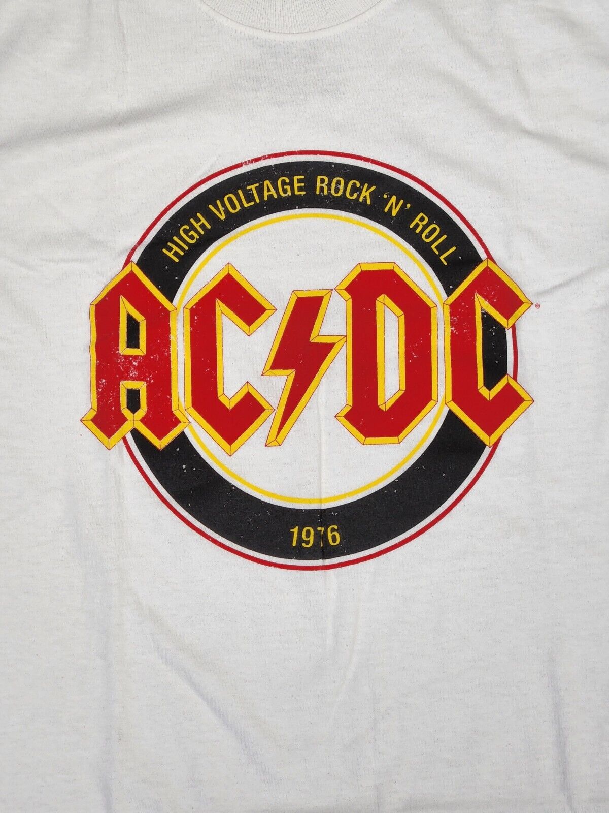 AC/DC Band T-Shirt - High Voltage Rock N' Roll 1976 - White - Men's/Unisex