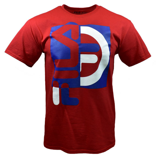FILA Men's Graphic T-Shirt, Blue Square , Red
