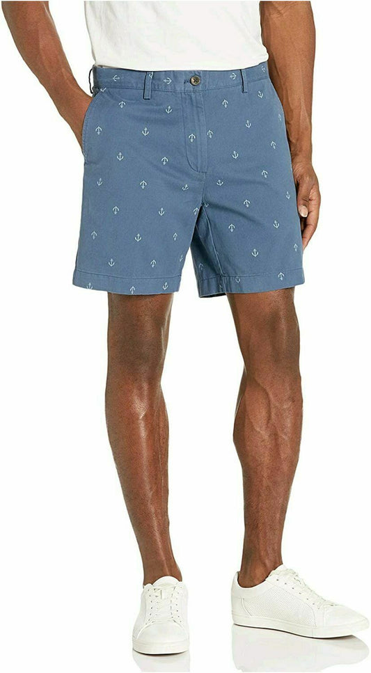 Casual Outdoor Shorts - Men's Big and Tall Fit - Blue Anchor Print