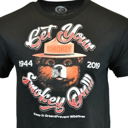 Smokey the Bear Black T-Shirt - Get Your Smokey On! Keep it Green and Prevent Wildfire Print