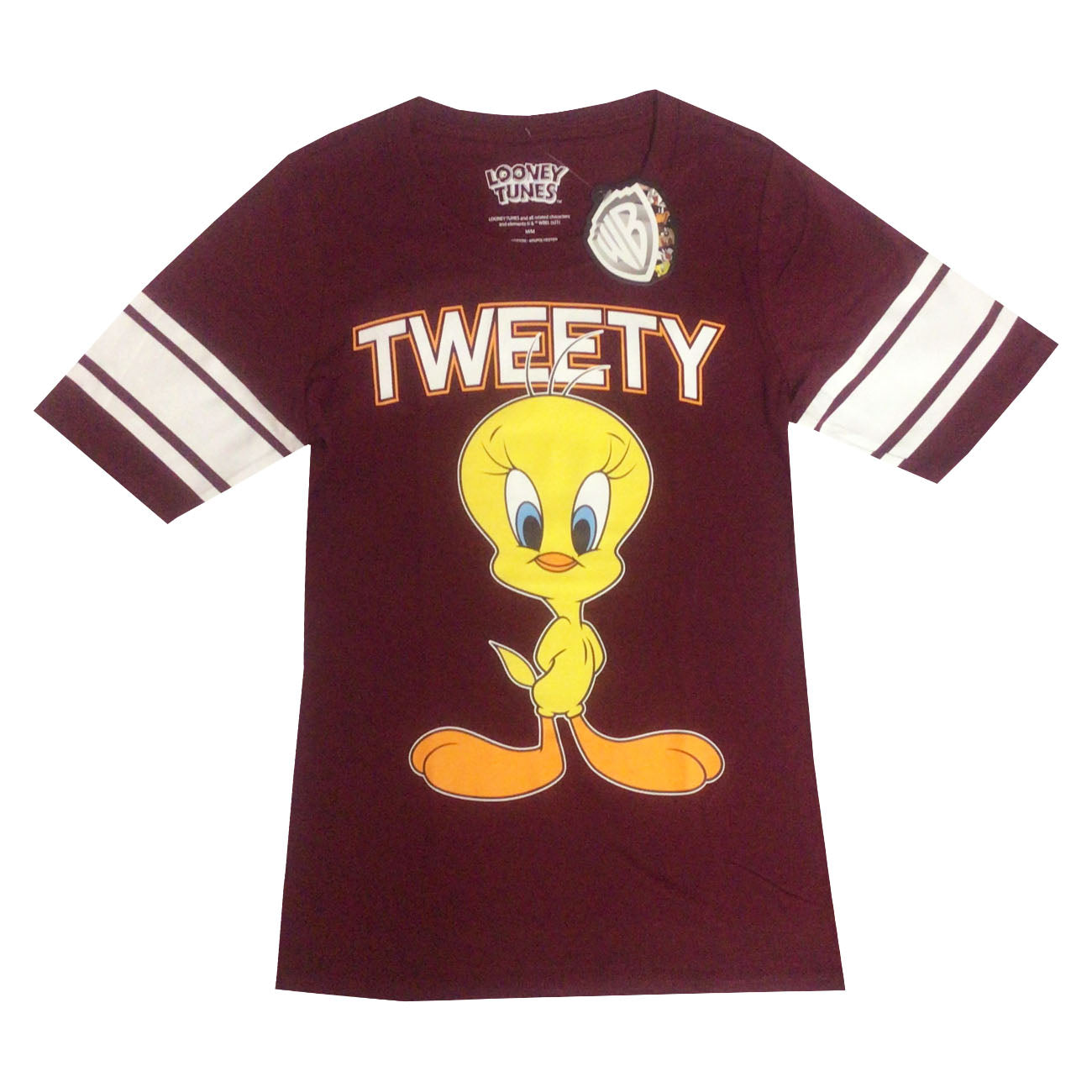 Women's T-shirt Tweety Tee Looney Tunes Burgundy Cotton S M L XL
